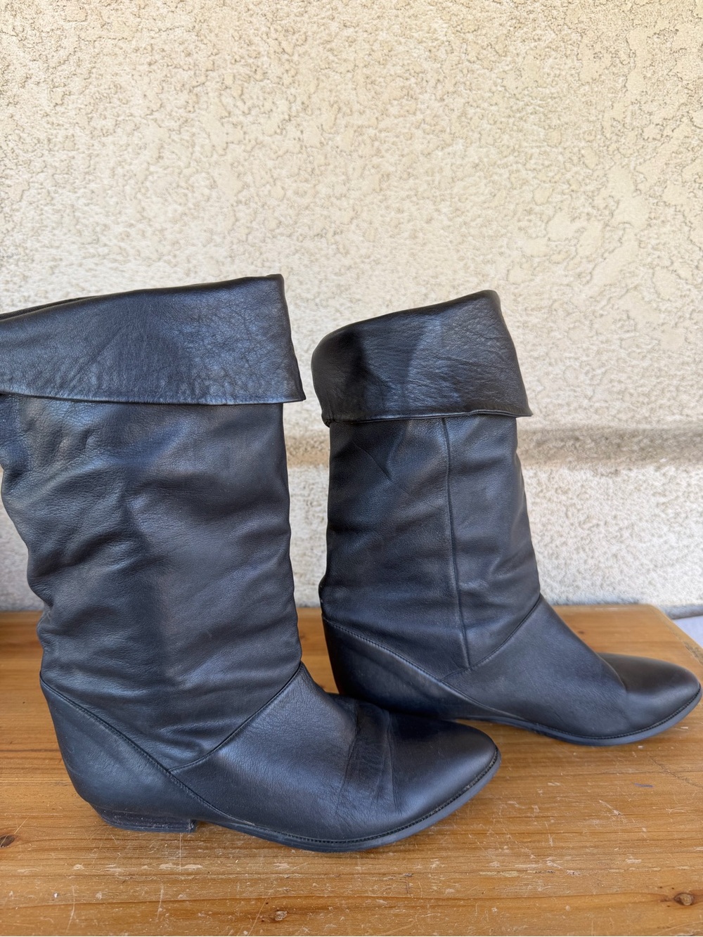 Women’s Black Fold-Over Mid-Calf Boots